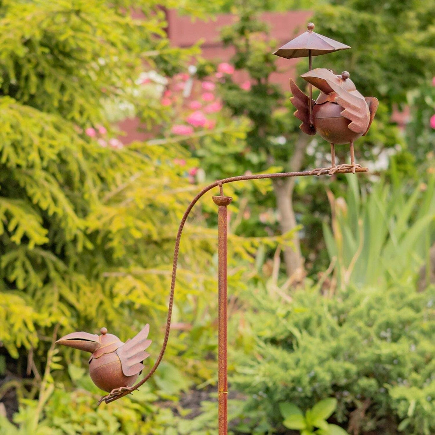 Two Birds with Umbrella Balance Garden Stake