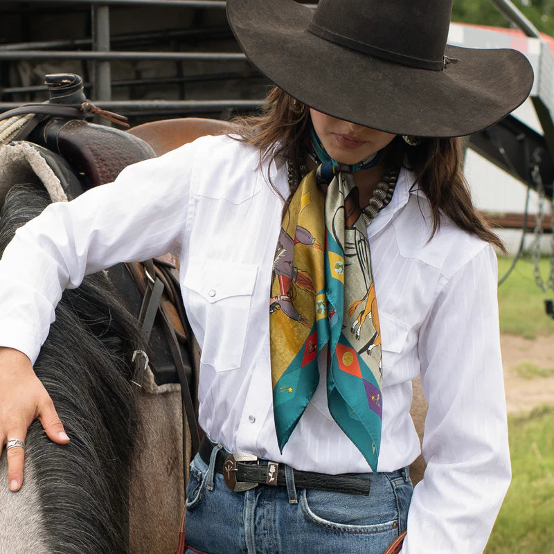 The Space Cowgirl Silk Scarf choice of sizes