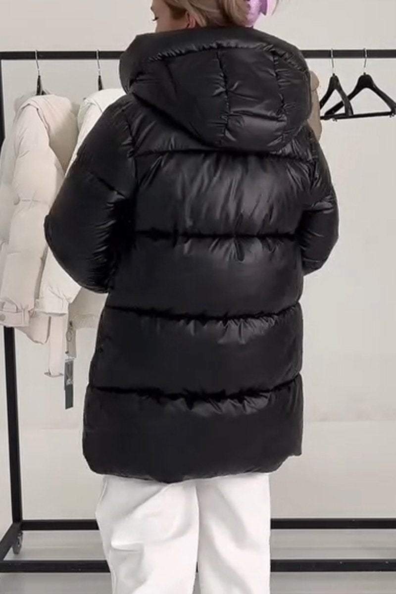 Women's Casual Hooded Solid Color Thick Coat