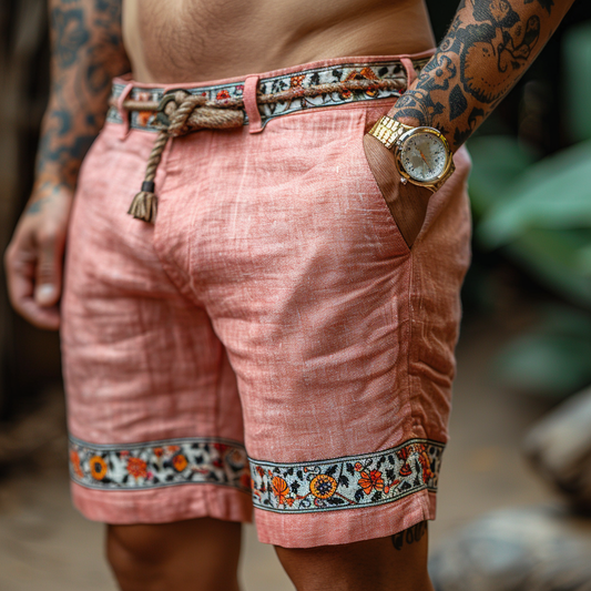 Retro Ethnic Casual Linen Shorts Style Shorts