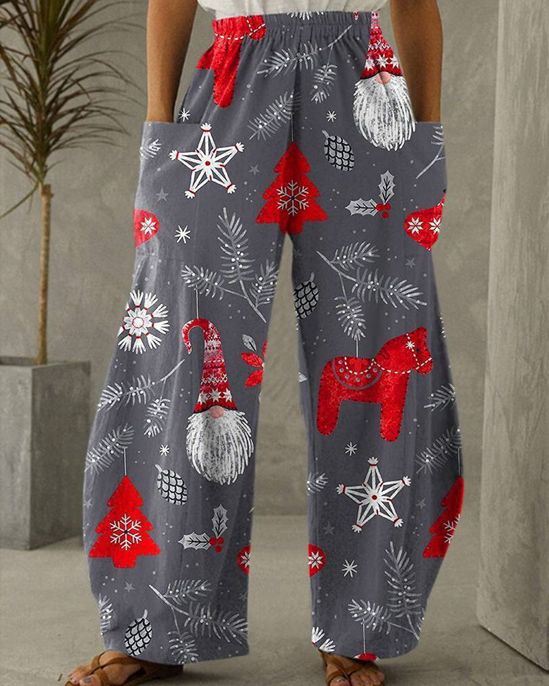 Christmas Printed Casual Trousers