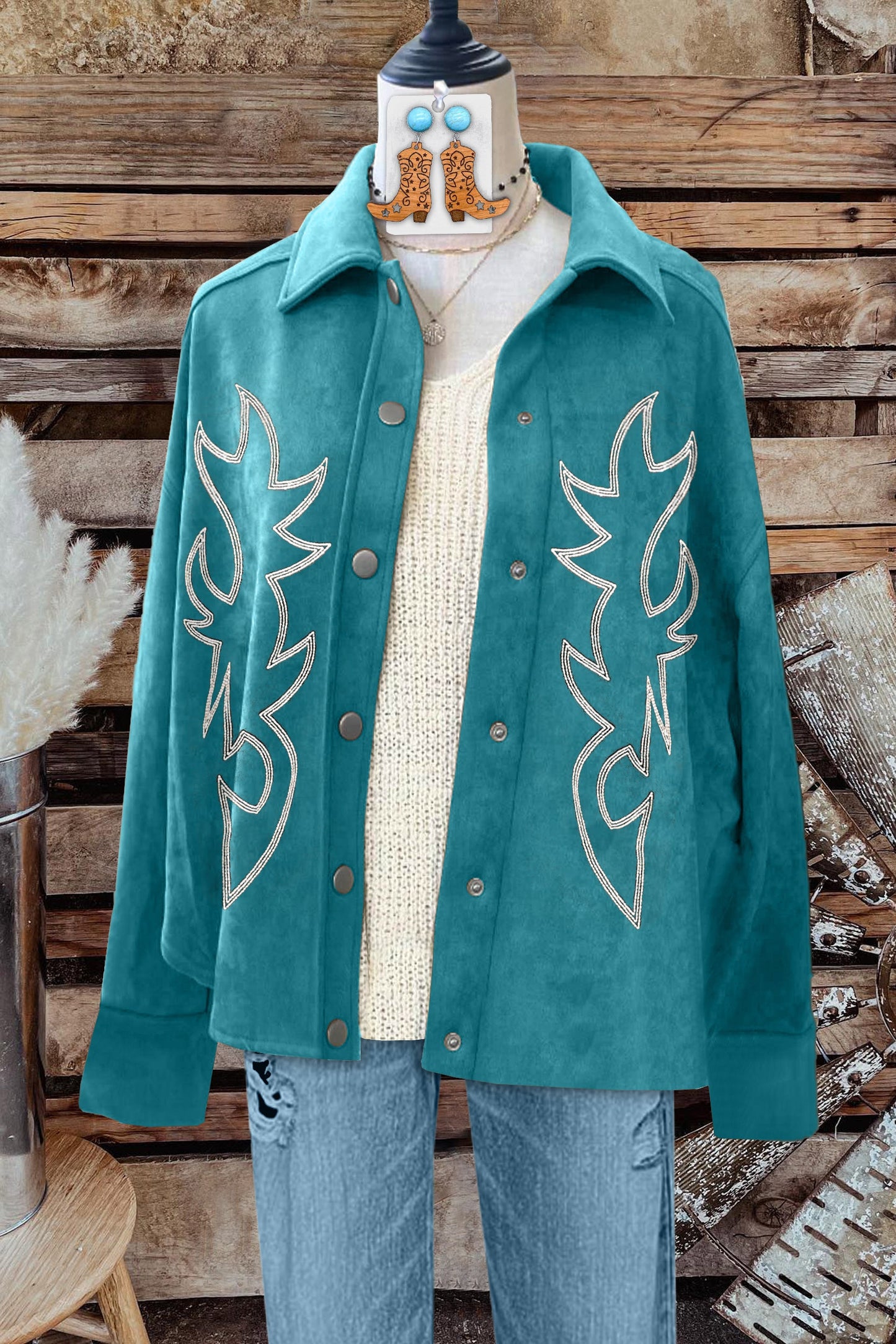 Vintage Western Boot Stitch Embroidered Jacket