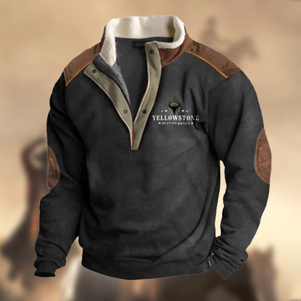 Men's Vintage Yellowstone Fleece Zip Neck Sweatshirt