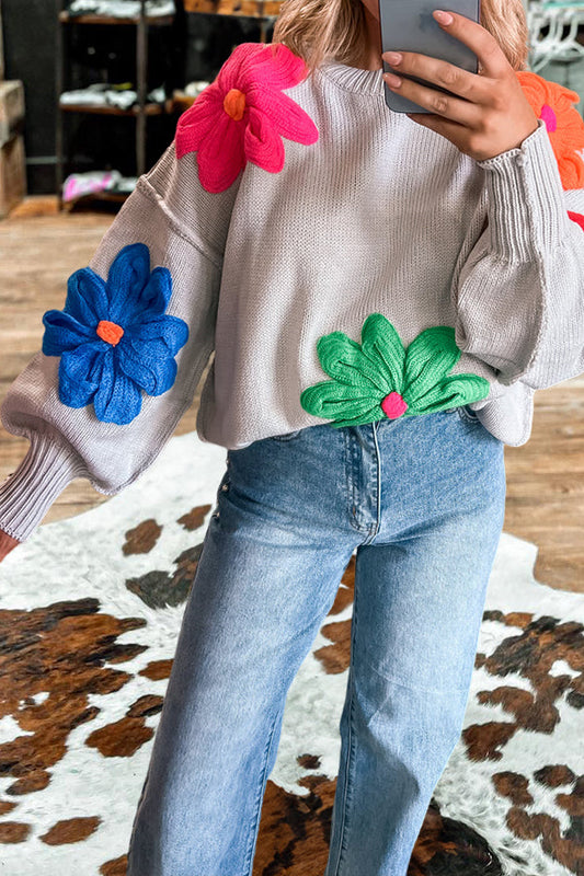 Pretty Floral Print Sweater