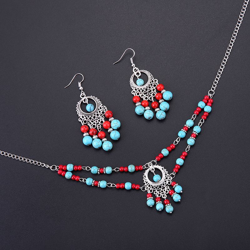 Vintage Tassel Necklace Earrings Set