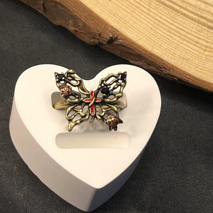 Women's Retro Butterfly Ring Open Adjustable Ring