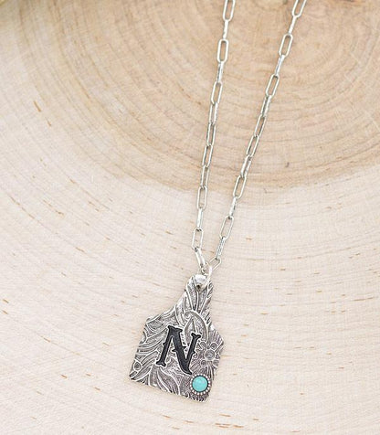 Cattle Tag Initial Necklace - choice of initials H, N  or T