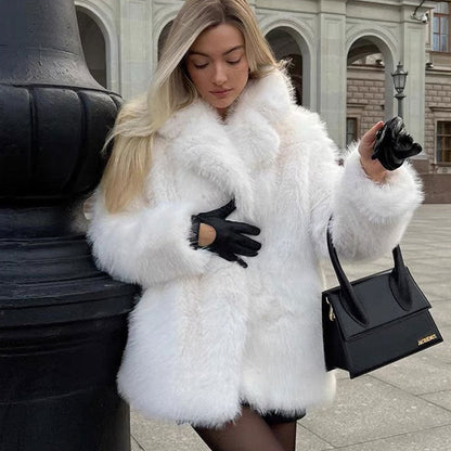 Vanessa Luxe White Faux Fur Coat