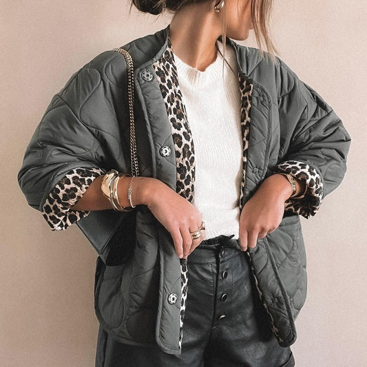 Luna Rebel Quilted Leopard-Lined Bomber