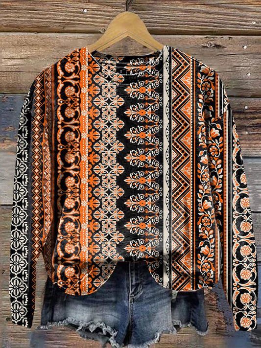 Vintage Print Casual Sweatshirt