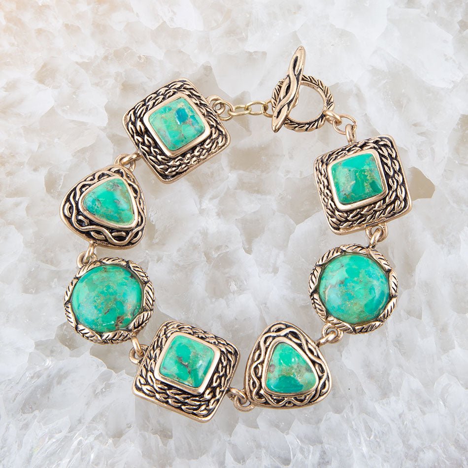 Aloha Lime Turquoise and Bronze Toggle Bracelet