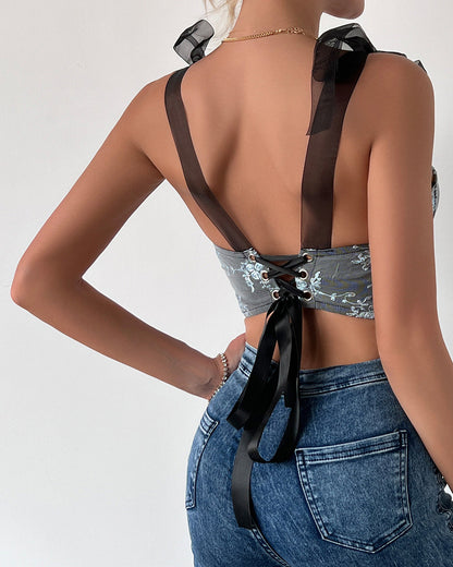 Backless Lace-up Underwired Fishbone Vest