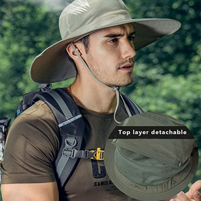 Wide Brim Sun Hat for Men Women, Sun Hat with UV Protection UPF 50+ for Fishing Hiking Safari Camping Garden Outdoor Travel Green