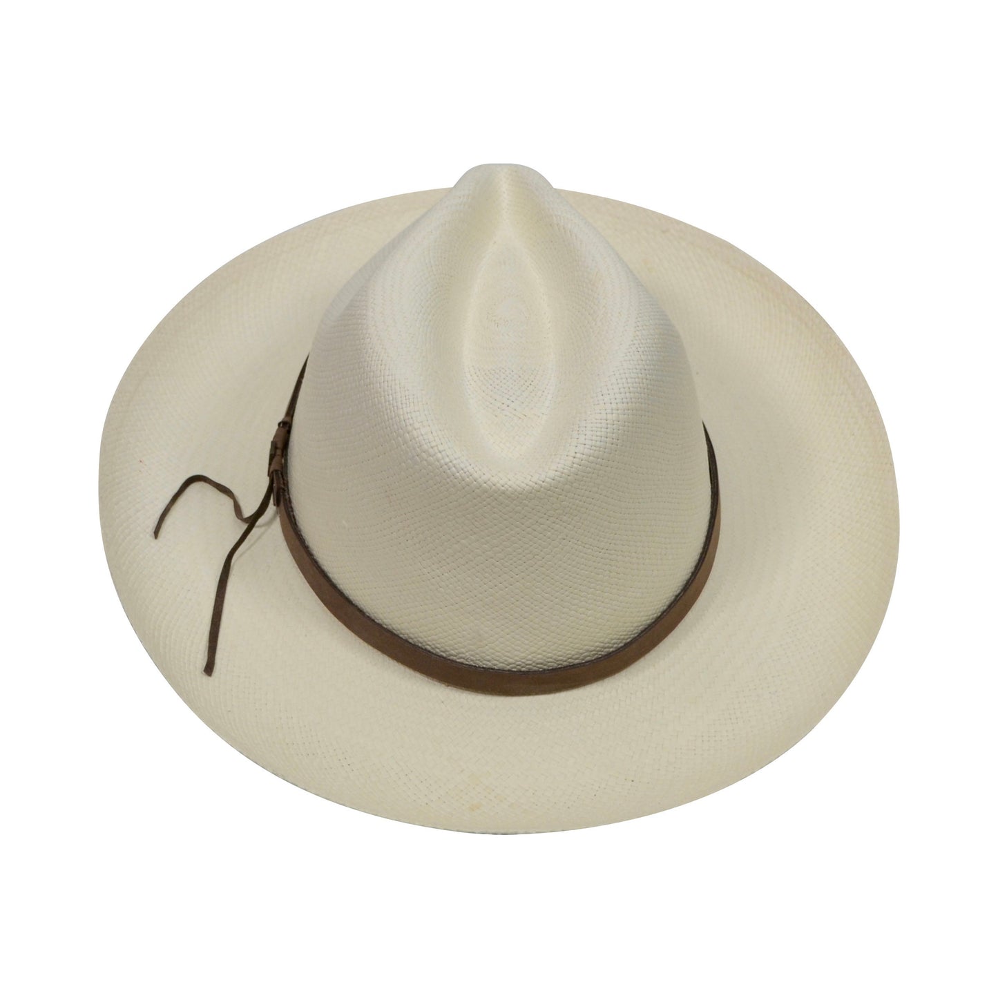 Advanced Original Panama Hat-White Straw | Brown Leather Band-Handwoven in Ecuador