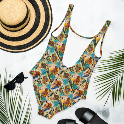 Yeehaw Feelin' Lucky Cowgirl One-Piece Swimsuit