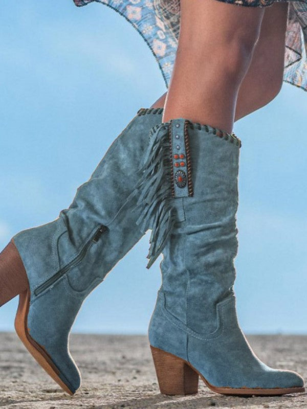 Fringed High Heel Women's Boots