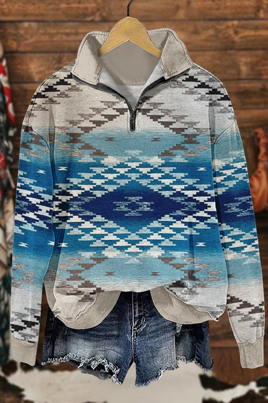 Western Ethnic Totem Aztec Print Sweatshirt