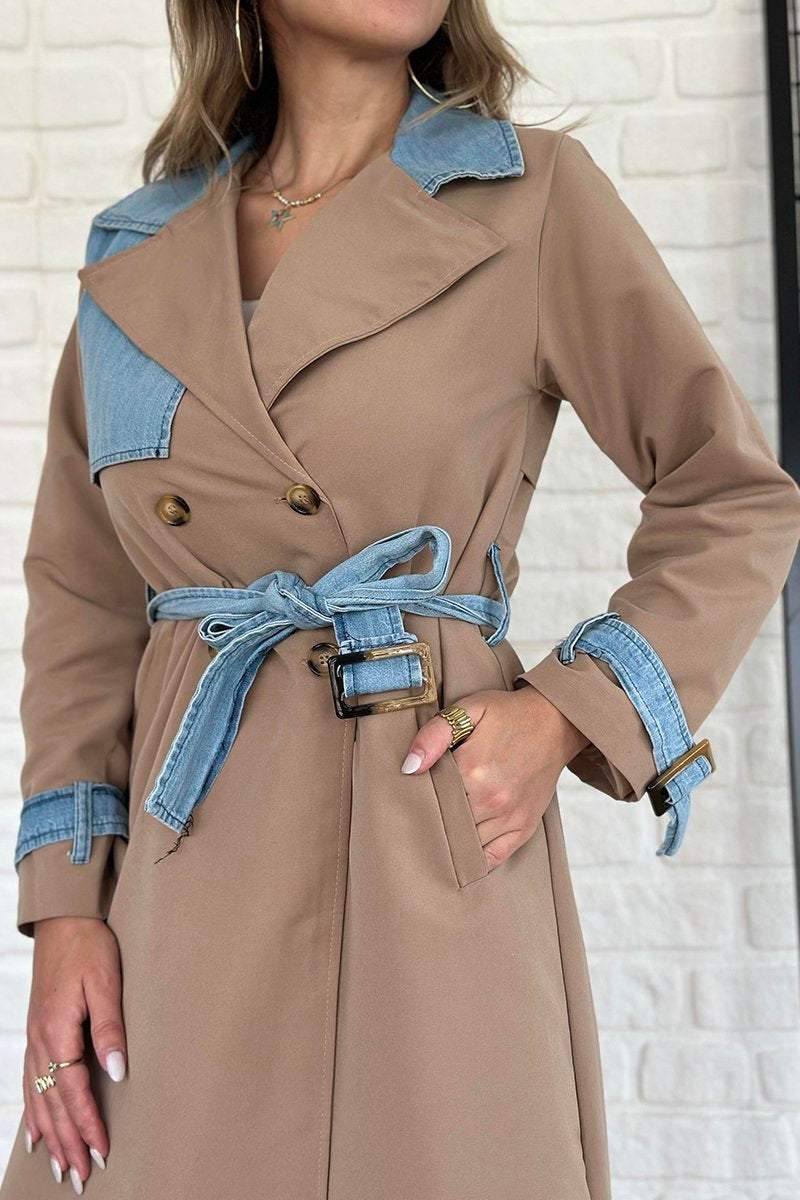 Women's Elegant Colorblocked Long Coat