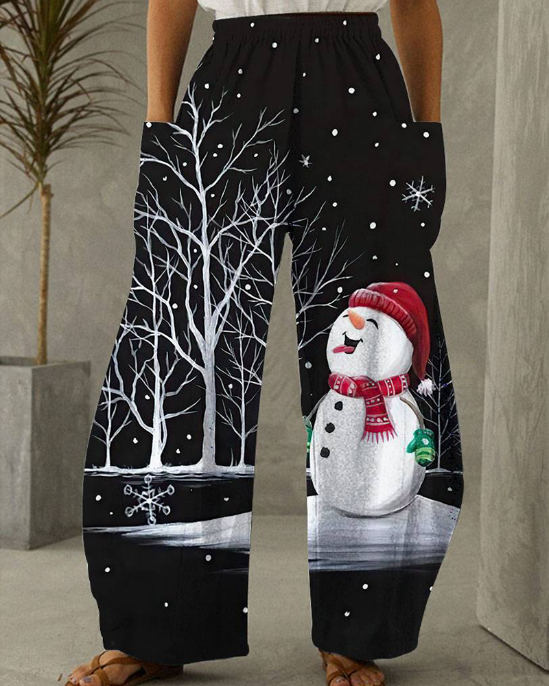 Christmas Printed Casual Trousers