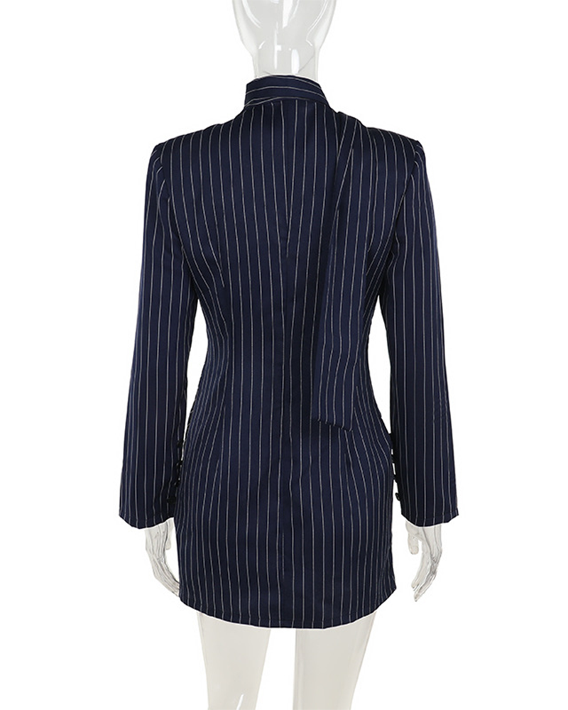 Elegant Slim Striped Blazer Dress