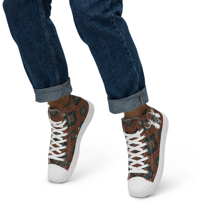 Aztec Mullet Cowboy Men__ high top canvas shoes