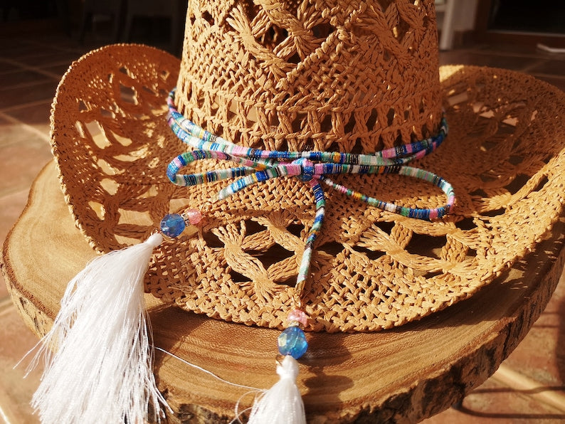 Boho cowboy hats for women, bohemian cowgirl straw hat, stetson western hats, kekugi