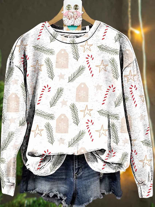 Christmas snowflake Candy cane Casual  Sweatshirt