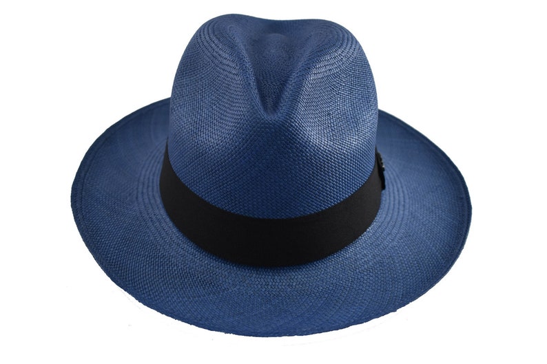 Electric Blue Classic Fedora | Genuine Panama Hat | Toquilla Straw | Handwoven in Ecuador - EA - HatBox Included