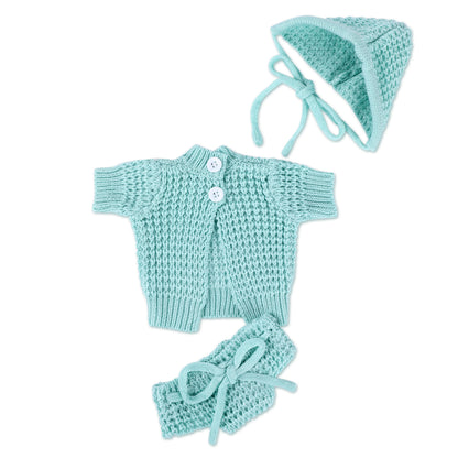 For 16" Full Body Silicone Baby Doll Green Knitted Suit Clothing 3-Pieces Set Accessories