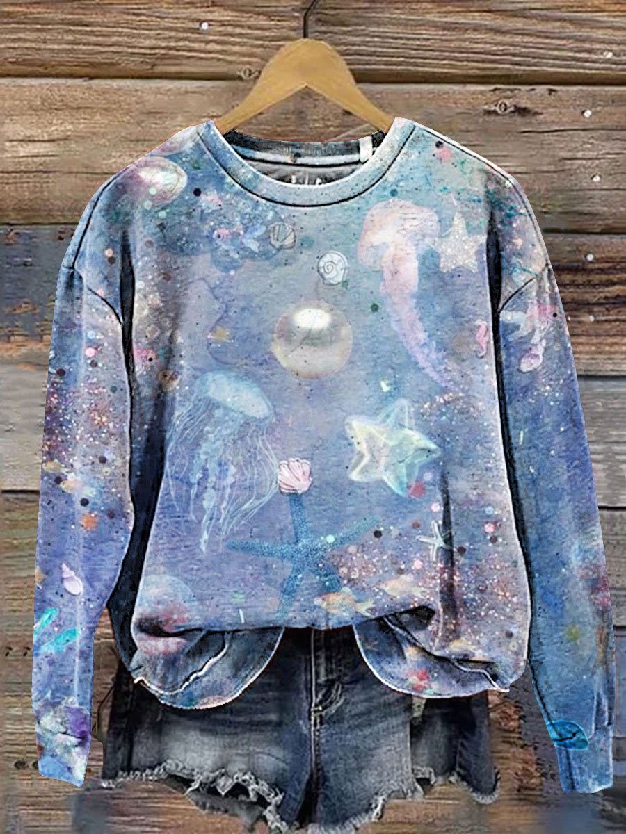 Deep Sea and Pearl Art Print Casual Sweatshirt