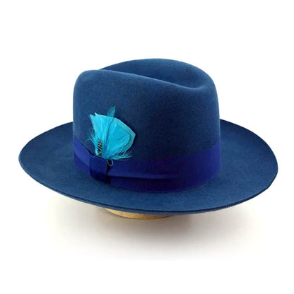 Fedora | | Indigo Blue Wide Brim Hat Men