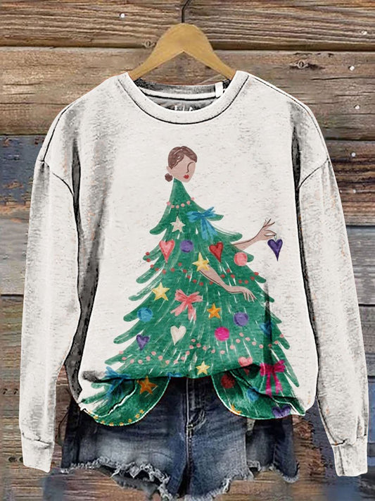 Christmas Tree Art Print Casual Sweatshirt