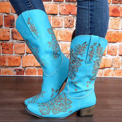 Embroidered Floral Vintage Boots