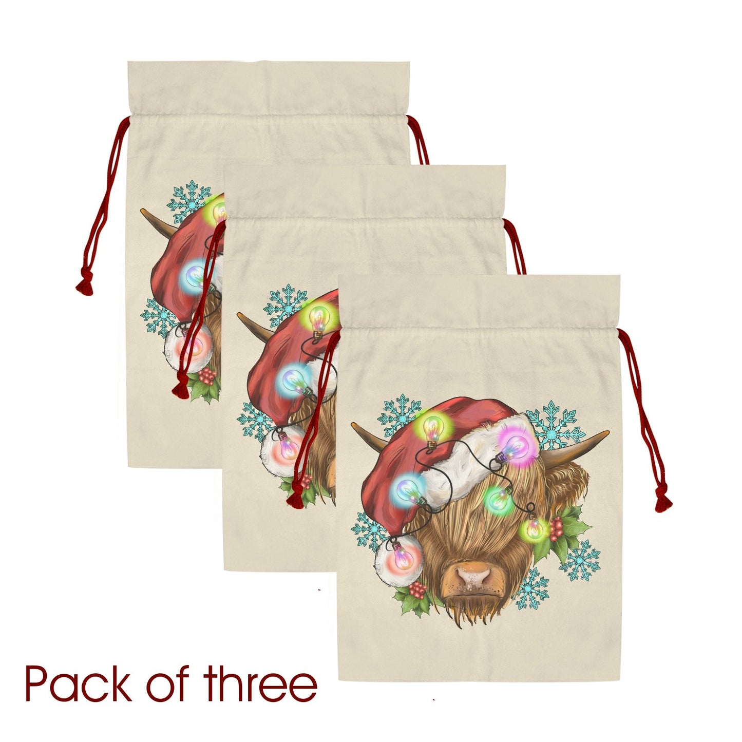 Christmas Highland Santa Sack set of 3