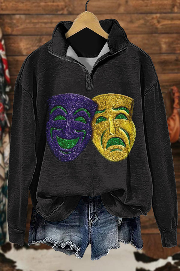 Shiny Mardi Gras Print Sweatshirt