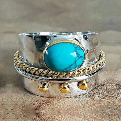 Promotion 70% OFF-Turquoise Wide Band Ring