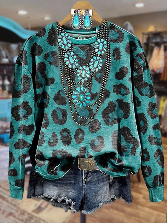 Leopard Print Casual Sweatshirt