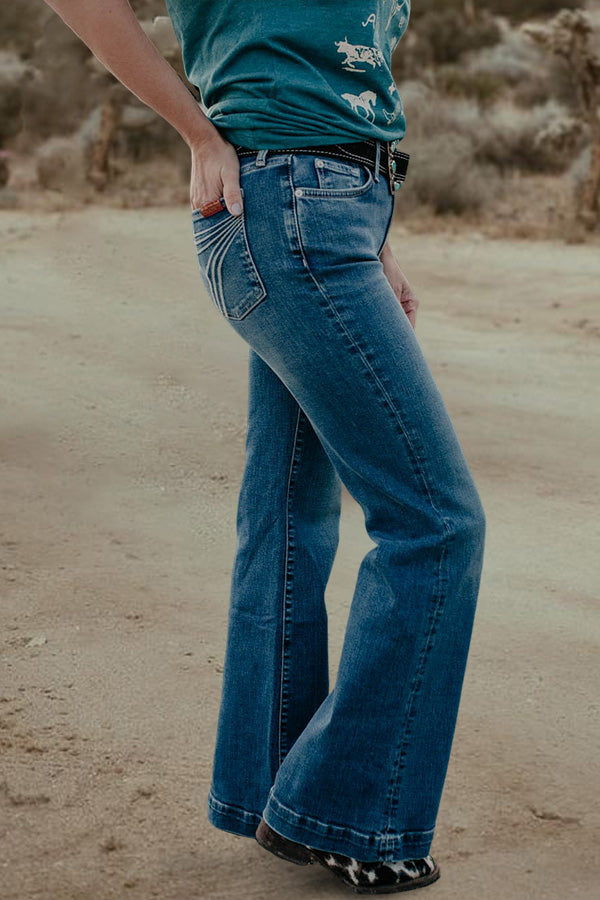 Vintage Washed Wide Leg Jeans