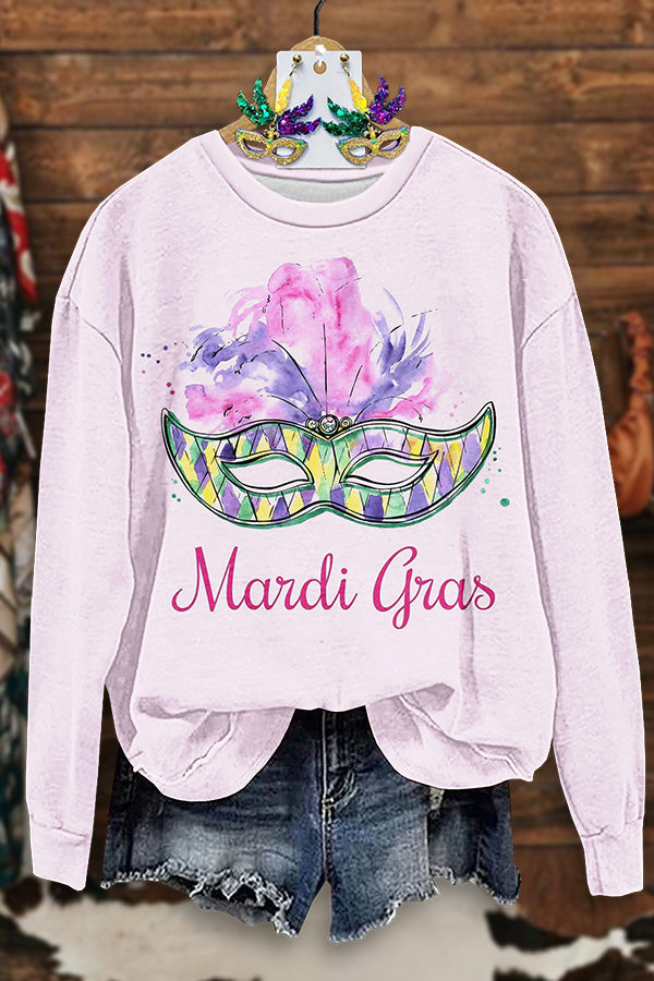 Fresh Mardi Gras Print Sweatshirt