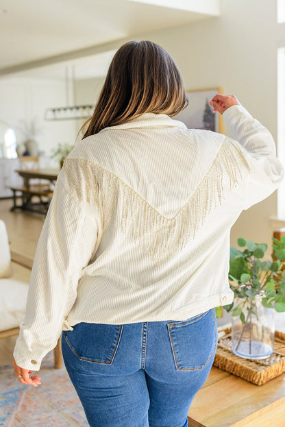 Rhinestone Fringe Corduroy Jacket   Medium or 1X