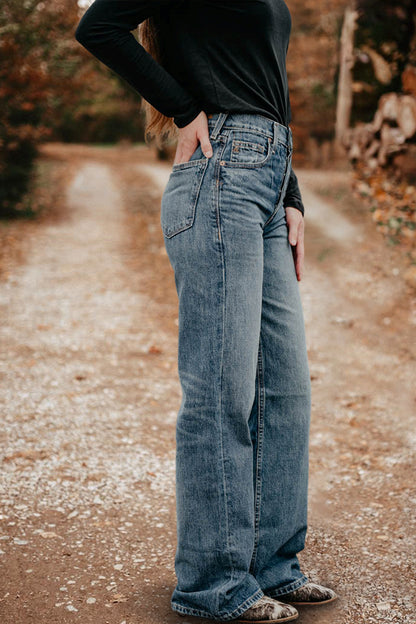 Vintage Washed Wide Leg Jeans