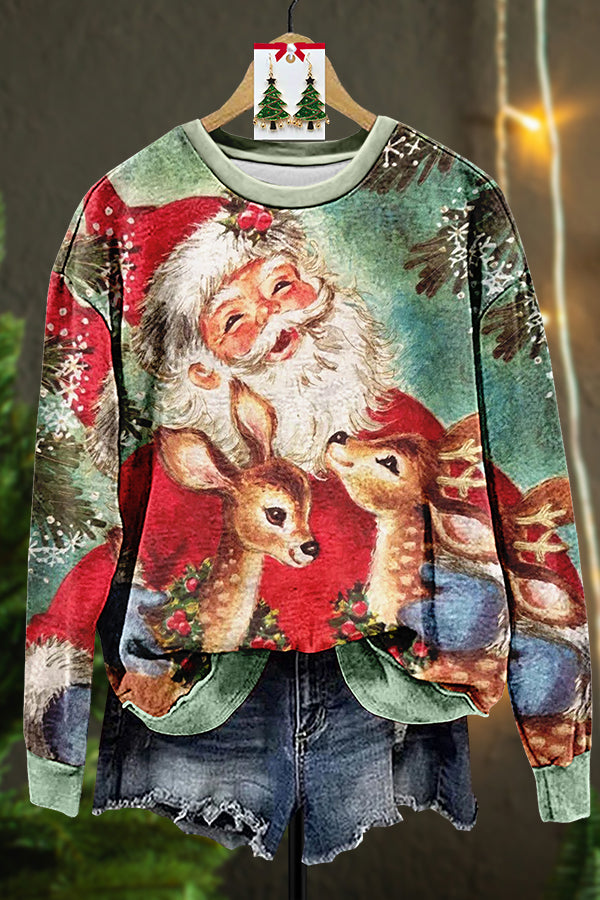 Retro Ugly Christmas Santa Deer Sweatshirt