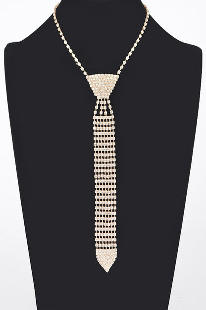 Rhinestone Neck Tie Necklace choice of colors