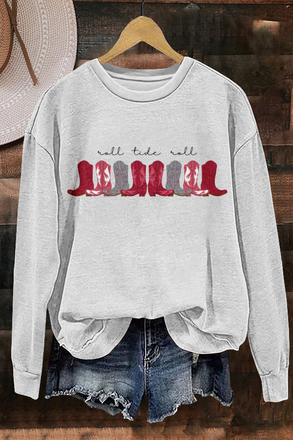 Roll Tide Alabama Western Cowboy Boots Print Sweatshirt