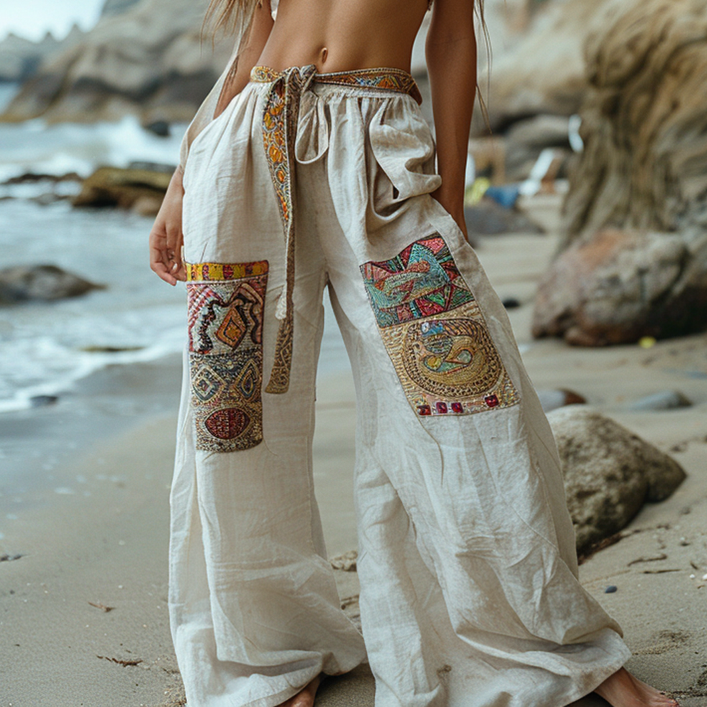 Resort Bohemian Style Loose Trousers