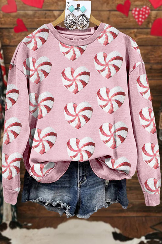 Casual Valentine's Day Contrast Print Sweatshirt