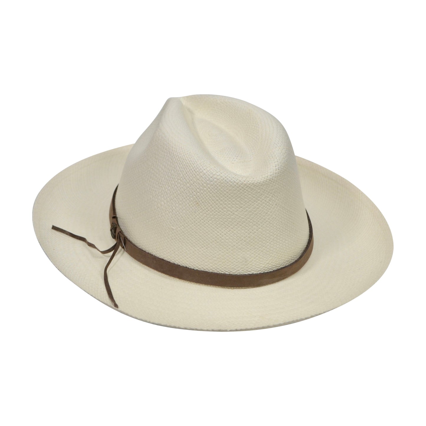 Advanced Original Panama Hat-White Straw | Brown Leather Band-Handwoven in Ecuador