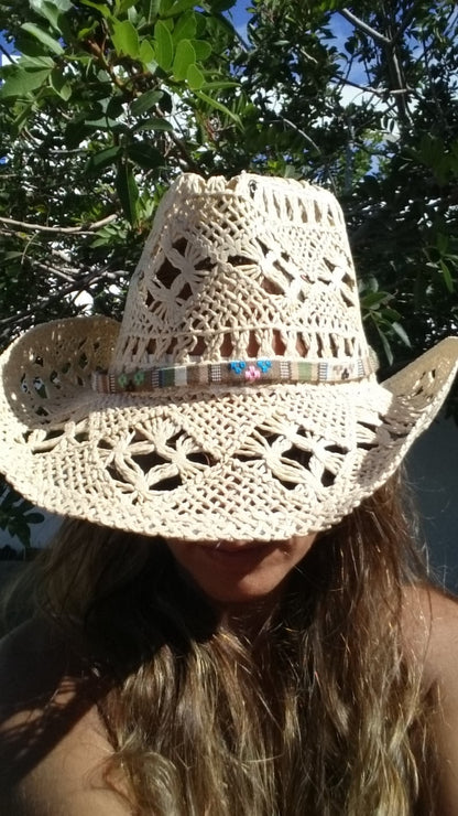 Boho cowboy hats for women, bohemian cowgirl straw hat, stetson western hats, kekugi