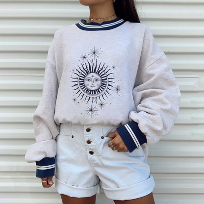 Casual Fashion Round Neck Long Sleeve Loose Sweater European Style