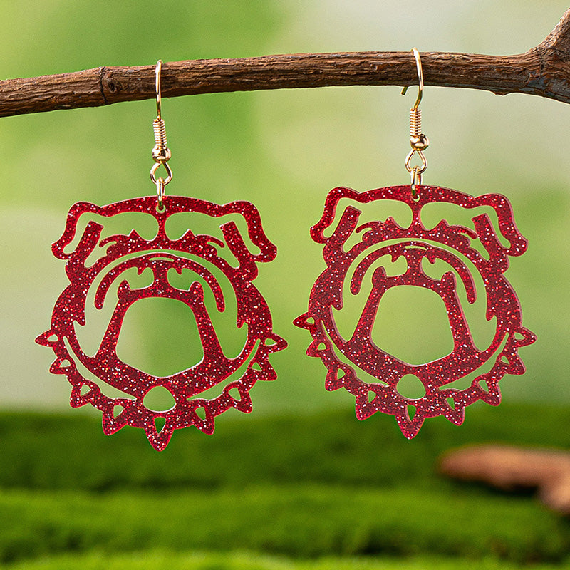 Sparkling Bulldog Hollow Earrings